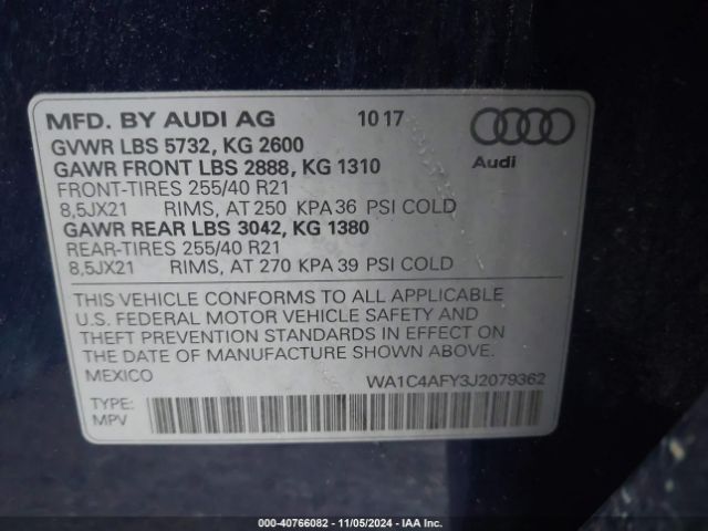 WA1C4AFY3J2079362 Audi Sq5 3.0t Premium Plus