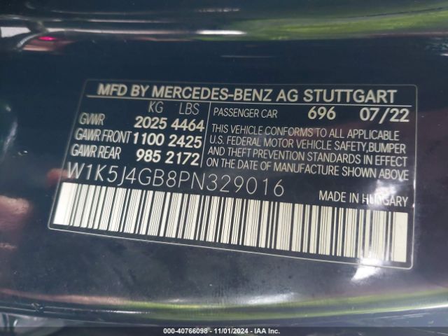 W1K5J4GB8PN329016 Mercedes-Benz Cla 250 Coupe