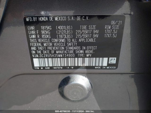 3CZRU5H35MM734900 Honda Hr-v 2wd Lx