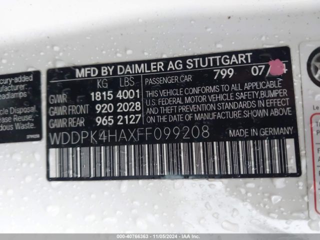 WDDPK4HAXFF099208 Mercedes-Benz SLK 250