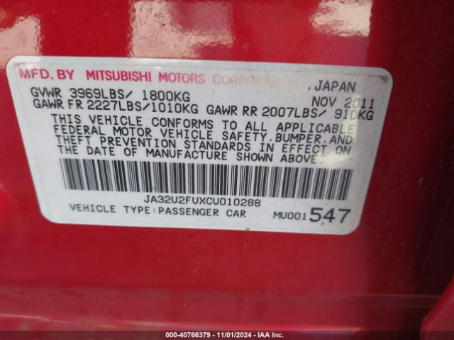 2012 MITSUBISHI LANCER JA32U2FUXCU010288 Photo 8