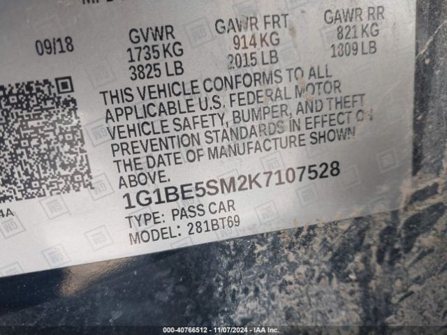 1G1BE5SM2K7107528 Chevrolet CRUZE LT