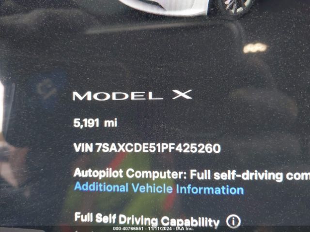 7SAXCDE51PF425260 Tesla Model X Dual Motor All-wheel Drive/standard Range