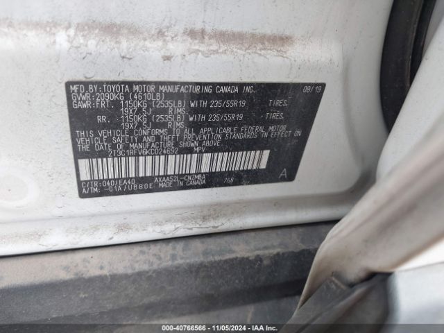2T3C1RFV6KC024692 Toyota Rav4 Xle Premium