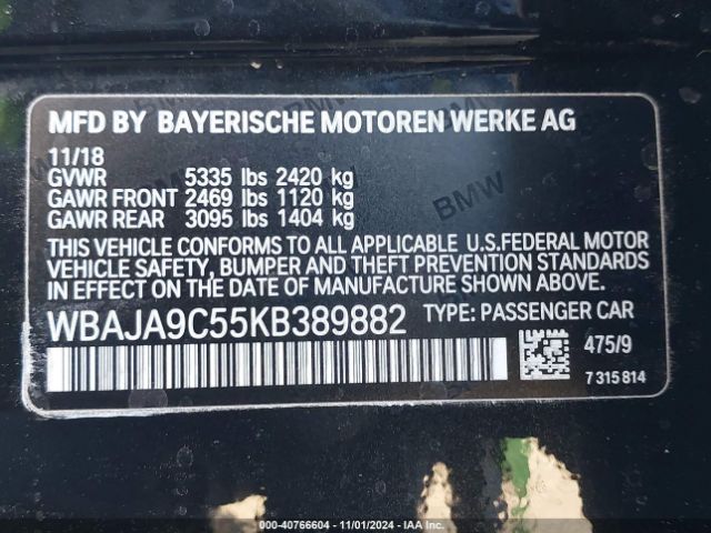 WBAJA9C55KB389882 BMW 530e Iperformance