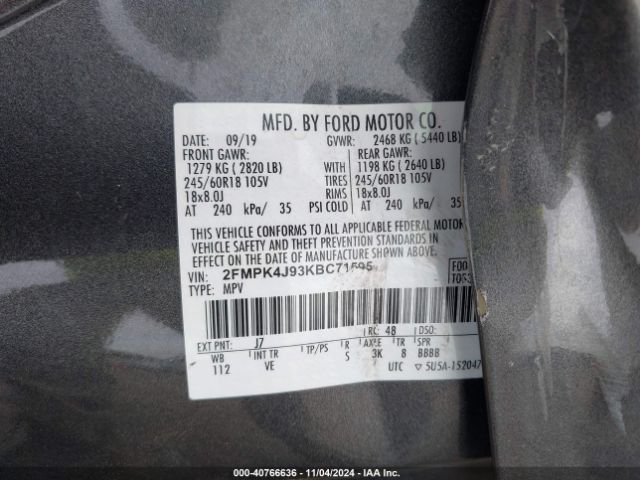 2FMPK4J93KBC71595 Ford EDGE SEL