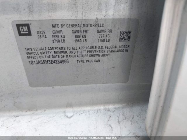 1G1JA5SH3E4234966 Chevrolet Sonic Ls Auto