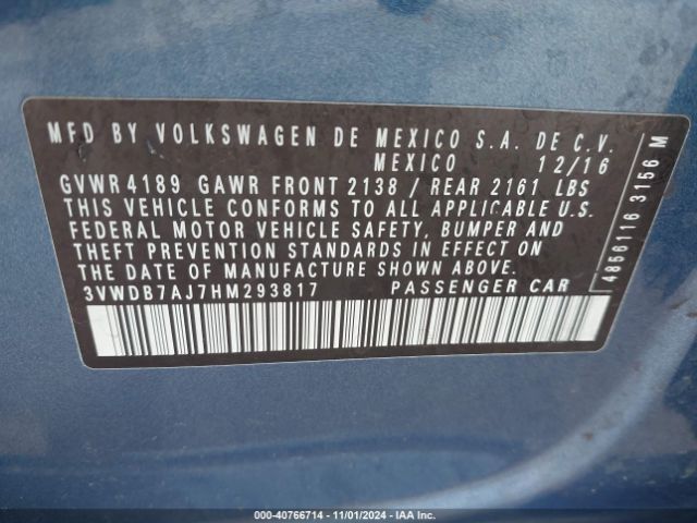 3VWDB7AJ7HM293817 Volkswagen Jetta 1.4t Se