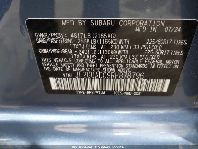 JF2GUADC9RH878796 Subaru Crosstrek Premium