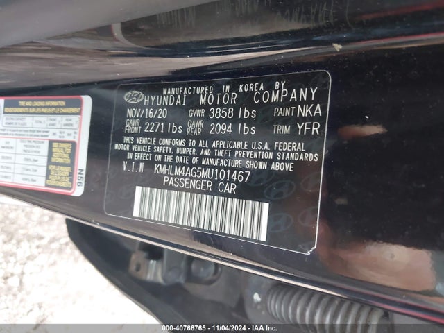 Hyundai ELANTRA SEL 2021 KMHLM4AG5MU101467 Image 9
