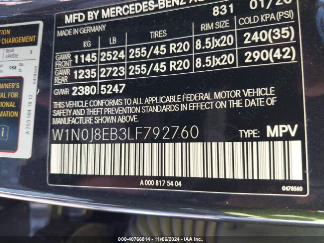 W1N0J8EB3LF792760 Mercedes-Benz Glc 300 Coupe 4matic