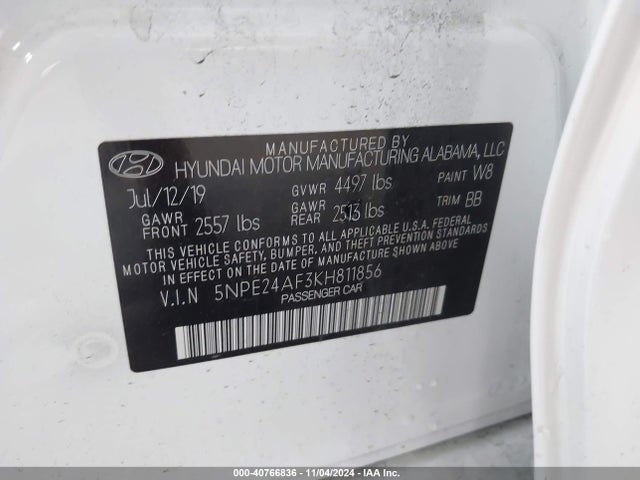 Hyundai SONATA SE 2019 5NPE24AF3KH811856 Image 9