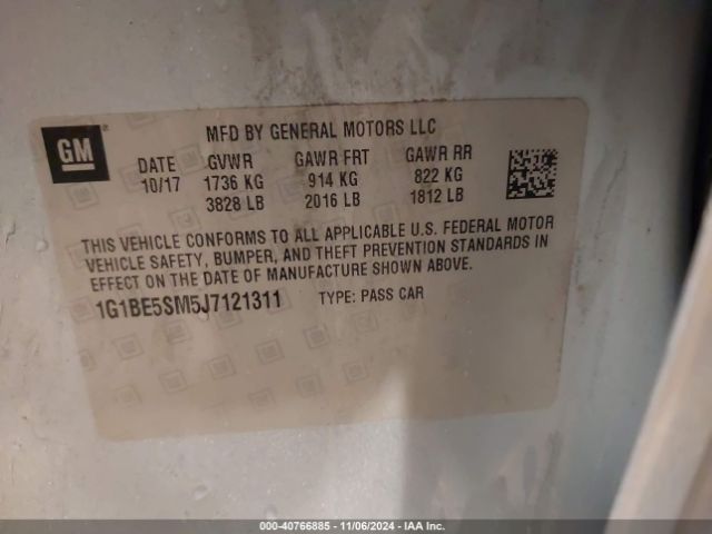 1G1BE5SM5J7121311 Chevrolet Cruze Lt Auto