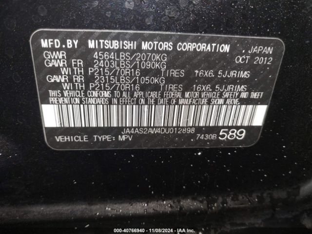 2013 MITSUBISHI OUTLANDER JA4AS2AW4DU012898 Photo 8