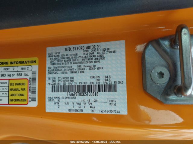 1FA6P8THXK5133818 Ford Mustang Ecoboost