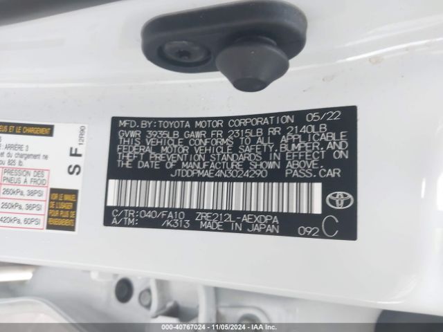 JTDDPMAE4N3024290 Toyota COROLLA L