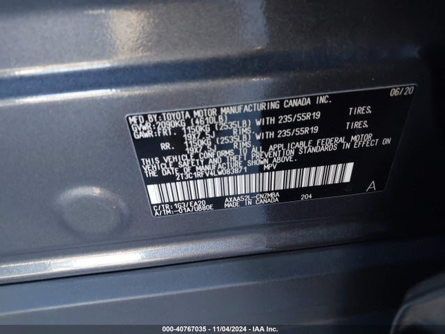 Toyota Rav4 Xle Premium 2020 2T3C1RFV4LW083871 Image 9