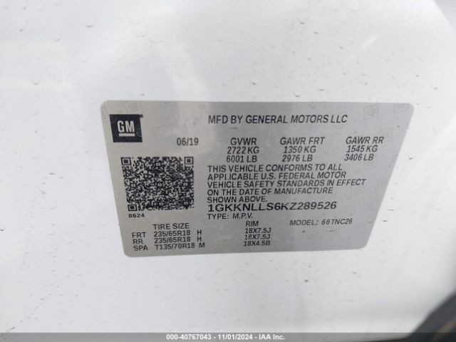 1GKKNLLS6KZ289526 GMC Acadia Sle-2
