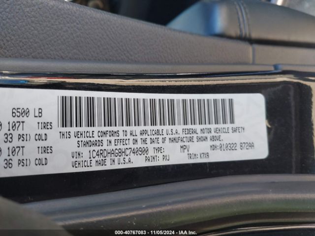 1C4RDHAG8HC740900 Dodge Durango Sxt Rwd