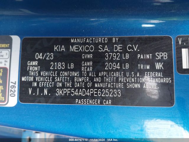 3KPF54AD4PE625233 KIA Forte Gt-line