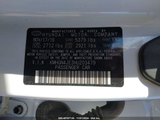 KMHGN4JE3HU203479 Genesis G80 3.8
