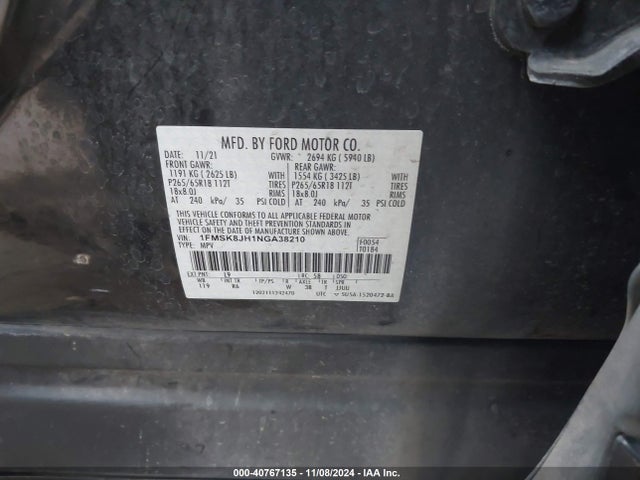 Ford Explorer Timberline 2022 1FMSK8JH1NGA38210 Image 9
