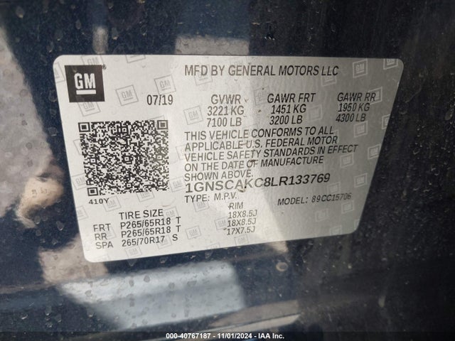 Chevrolet Tahoe 2wd Ls 2020 1GNSCAKC8LR133769 Image 9