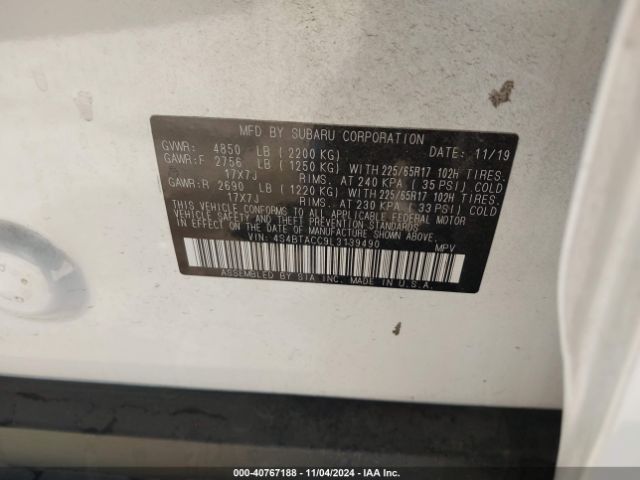 4S4BTACC9L3139490 Subaru Outback Premium