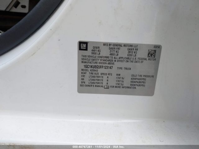 1GC1KUEG5FF123147 Chevrolet Silverado 2500hd Wt