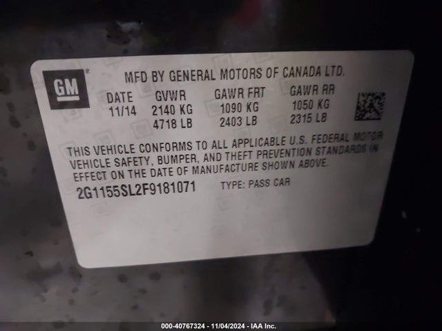 Chevrolet Impala 1lz 2015 2G1155SL2F9181071 Image 9