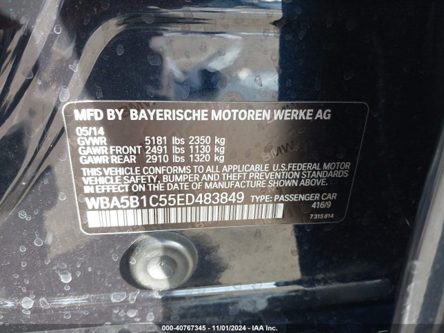 BMW 535i 2014 WBA5B1C55ED483849 Image 9