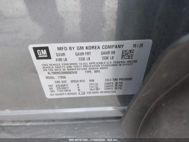 KL79MMS28MB082648 Chevrolet Trailblazer Fwd Ls