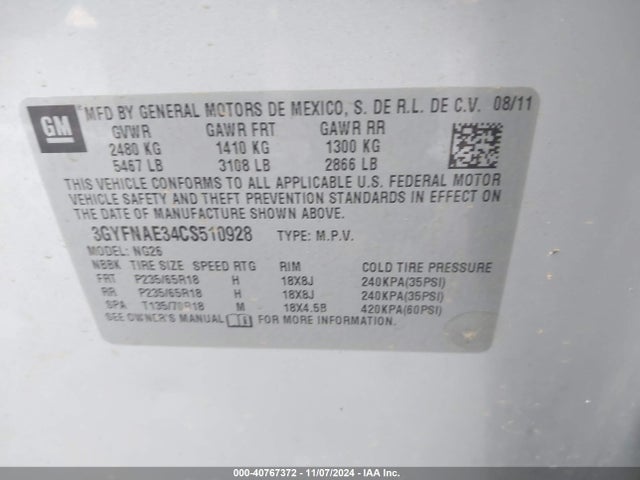 2012 CADILLAC SRX 3GYFNAE34CS510928 Photo 8