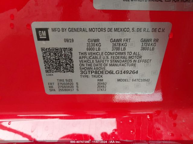 3GTP8DED6LG149264 GMC Sierra 1500 2wd  Short Box Slt