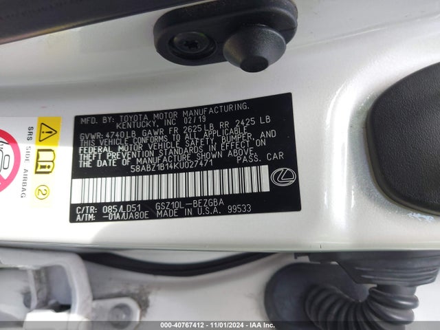 58ABZ1B14KU027471 Lexus ES 350