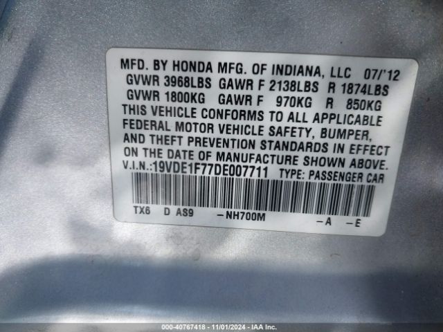 2013 ACURA ILX 19VDE1F77DE007711 Photo 8