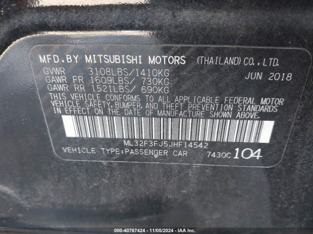 ML32F3FJ5JHF14542 Mitsubishi Mirage G4 Es