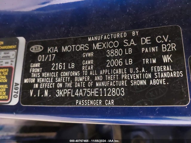 KIA FORTE S 2017 3KPFL4A75HE112803 Image 9