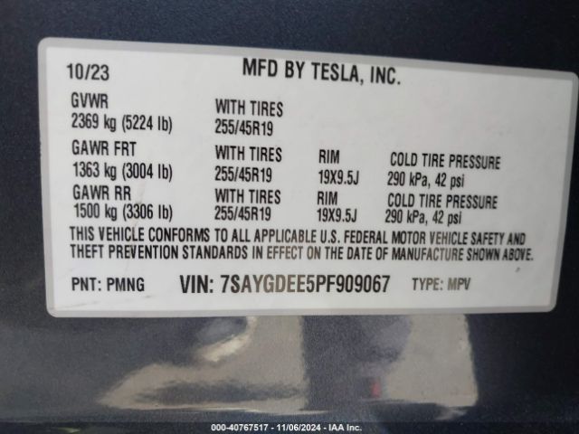 2023 TESLA MODEL Y 7SAYGDEE5PF909067 Photo 8