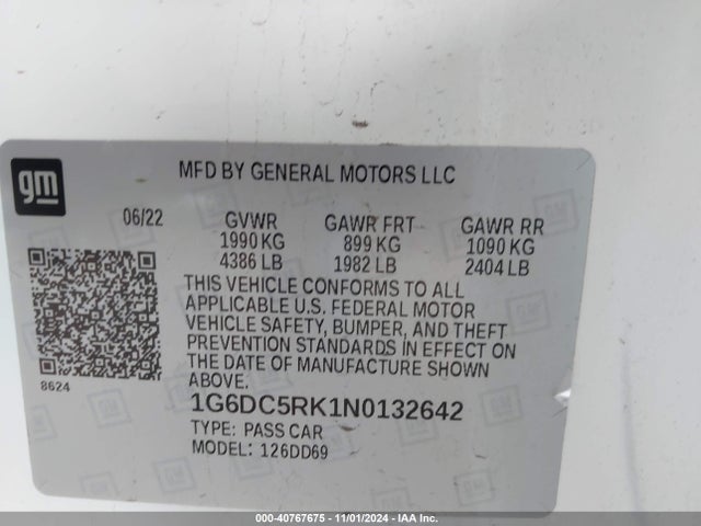1G6DC5RK1N0132642 Cadillac Ct4 Sport