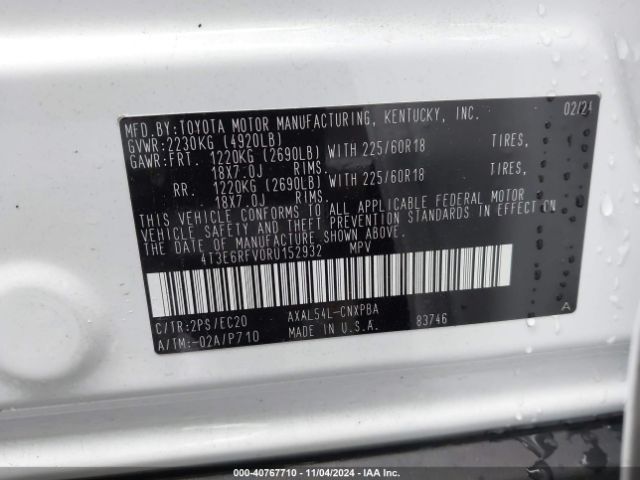 4T3E6RFV0RU152932 Toyota Rav4 Hybrid Xse