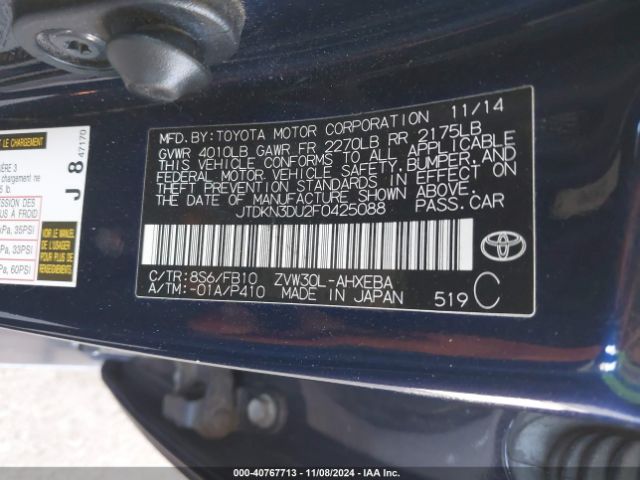 JTDKN3DU2F0425088 Toyota Prius