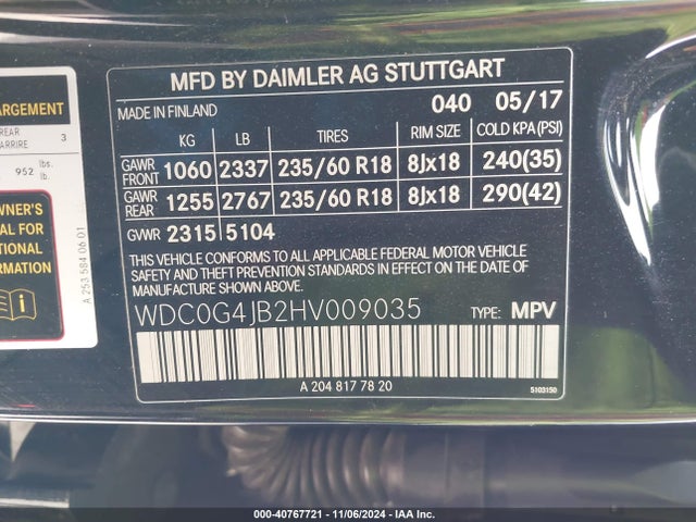 WDC0G4JB2HV009035 Mercedes-Benz GLC 300