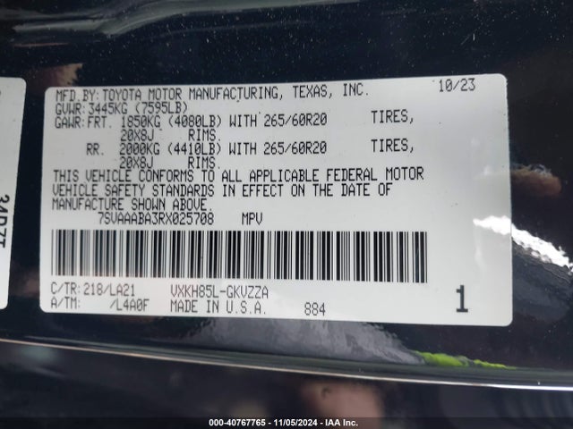 Toyota Sequoia Platinum 2024 7SVAAABA3RX025708 Image 9