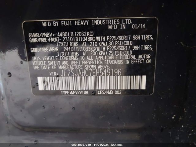 JF2SJAHC7EH549196 Subaru Forester 2.5i Limited
