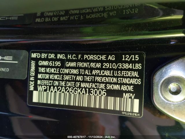 WP1AA2A26GKA13006 Porsche Cayenne