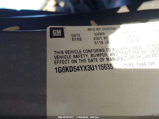 2003 CADILLAC DEVILLE 1G6KD54YX3U115635 Photo 8