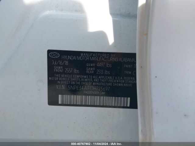 5NPE34AF1JH725697 Hyundai Sonata Sport+