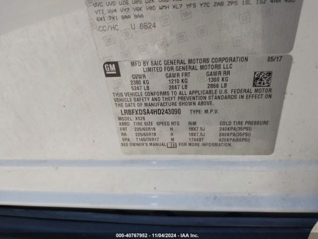 LRBFXDSA4HD243090 Buick Envision Essence