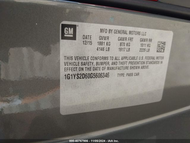 1G1YS2D60G5606346 Chevrolet Corvette Z06